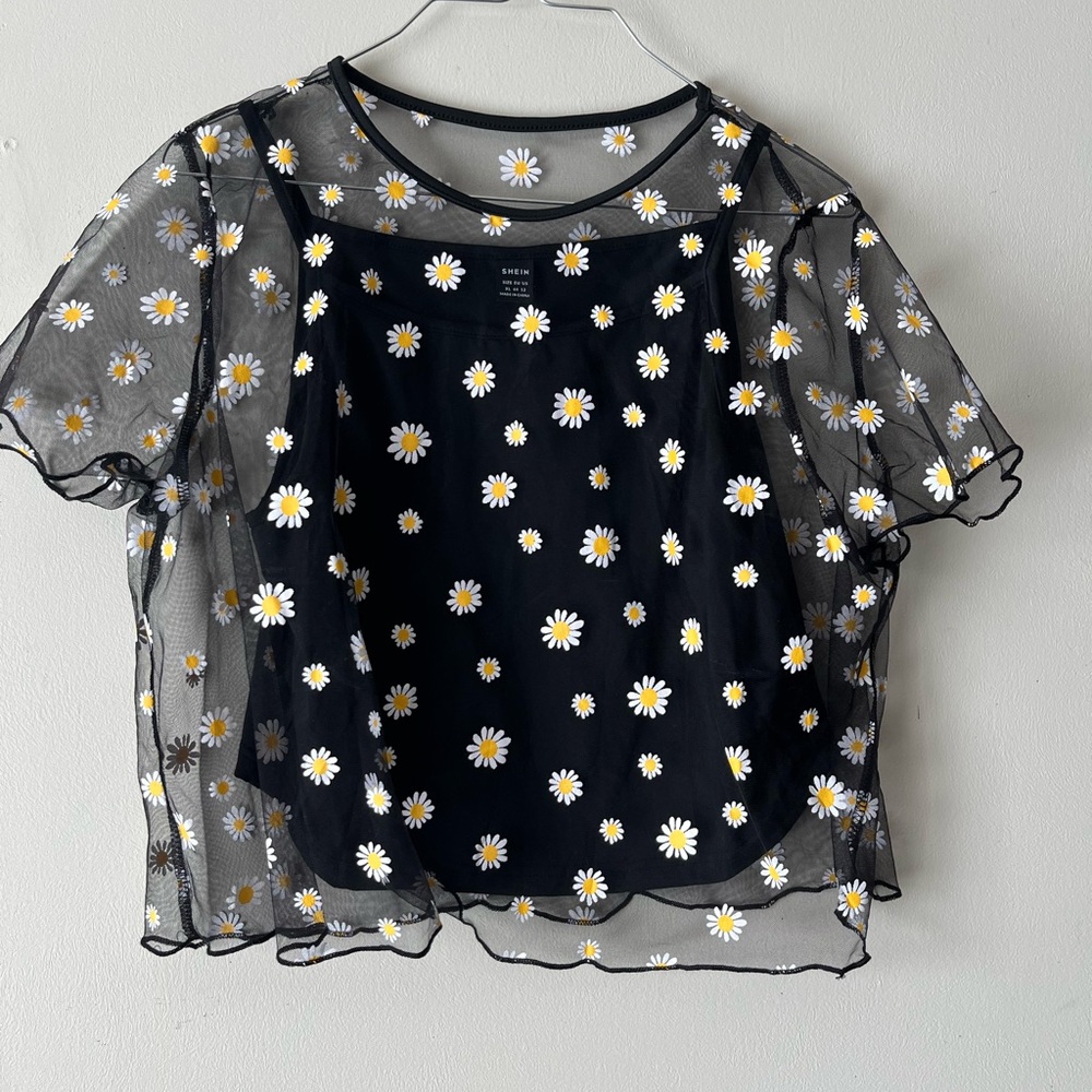 TWO (2) SHEIN Sheer Floral Blouse